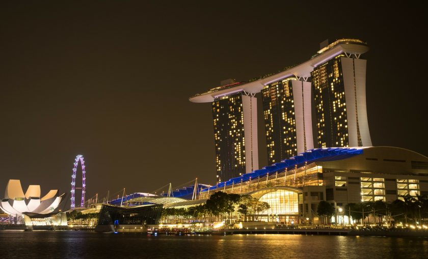 Marina Bay Sands Night View from across the bay